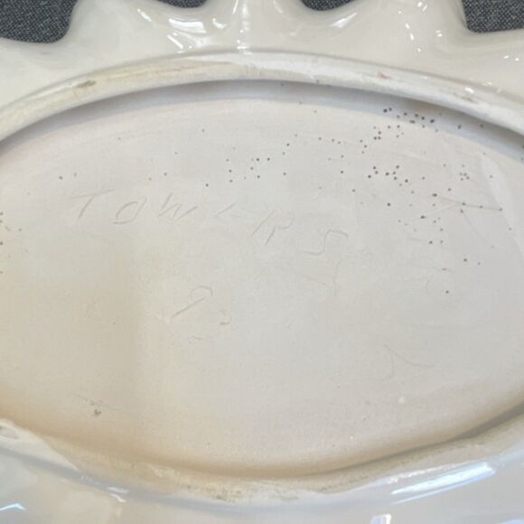 Towers White Ceramic Oval Platter Glossy Pottery 13in Serveware box 40 - Picture 3 of 4